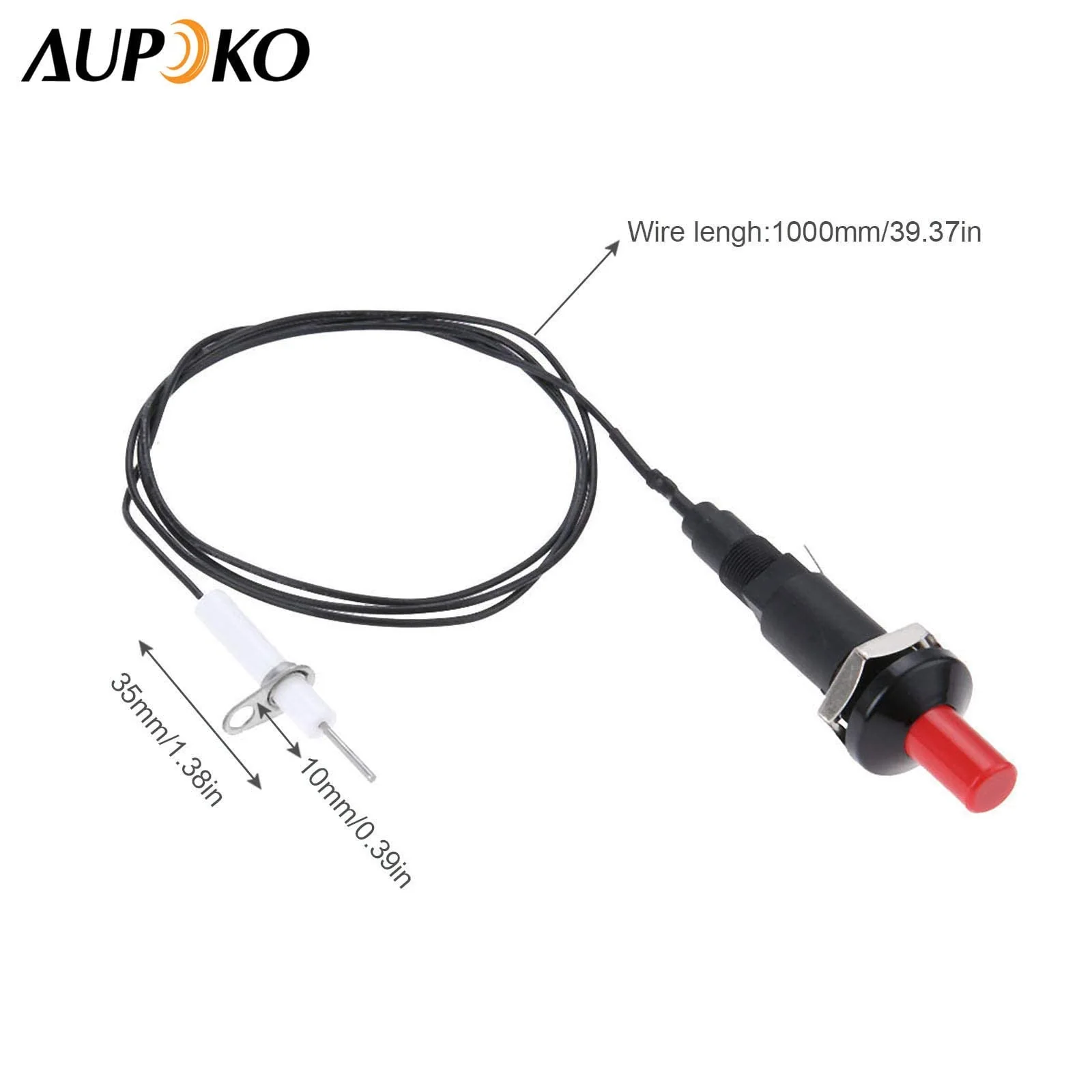 Aupoko 2 Sets Piezo Spark Ignition with Cable Push Button Igniter, Type of 1 Out 2 Electrode 200 Degree Resistance Wire, Fit for Gas Fireplace Gas Oven Gas Heater lgniter Ceramic Kitchen Lighter - Image 4