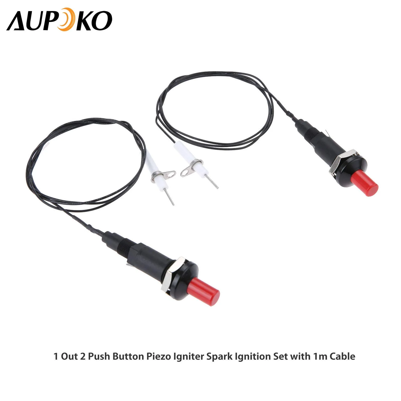 Aupoko 2 Sets Piezo Spark Ignition with Cable Push Button Igniter, Type of 1 Out 2 Electrode 200 Degree Resistance Wire, Fit for Gas Fireplace Gas Oven Gas Heater lgniter Ceramic Kitchen Lighter - Image 7