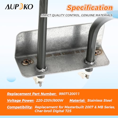 Aupoko 9907120011 Smoker Heating Element, Stainless Steel BBQ Heating Tube Grill Parts Compatible with MB20071117, MB26073519, 20070213, 20072115 (220-230V/800W) - Image 6