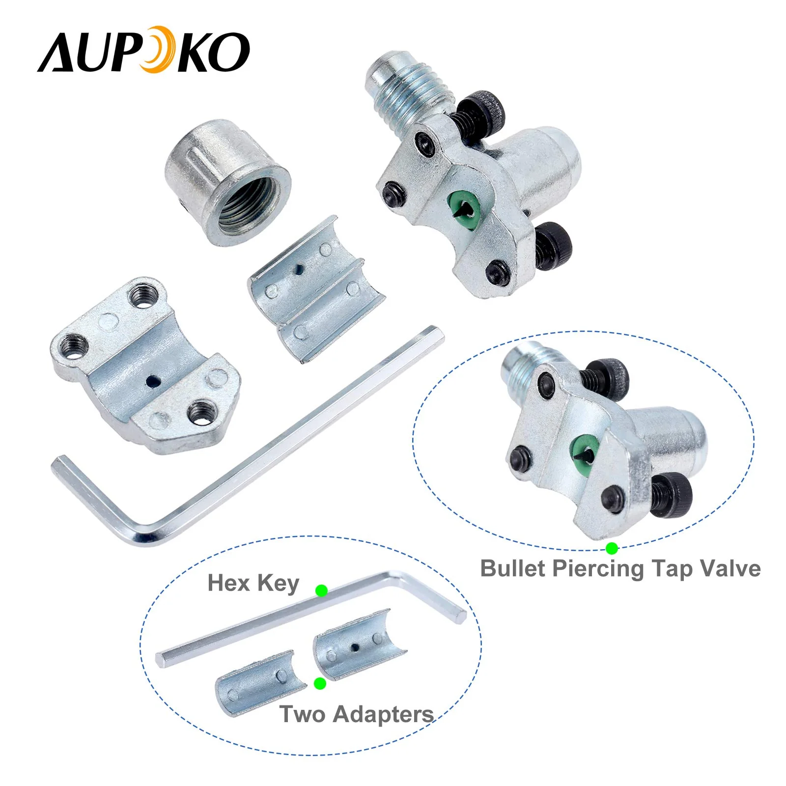Aupoko A/C Retrofit Valve Kit, Retrofit Valve with Dust Cap Convert, BPV31 Bullet Piercing Tap Valve Line Tap Valve Kit, Fits for HVAC Refrigerant System R12 R22 R502 R134A - Image 5
