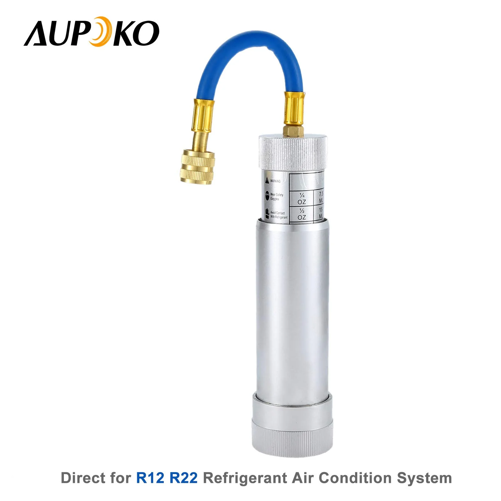 Aupoko AC Oil Injector Kit, R134A Oil Injector with R1234YF Low Side Quick Coupler, HVAC Dye Oil Injector with 1/4" SAE Connector, for R134A R22 R12 R1234YF Refrigerant System - Image 2