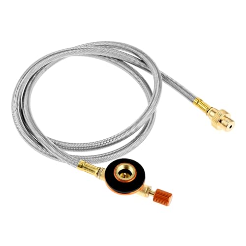 Aupoko Camping Gas Stove Extension Hose 1m, Camping Fuel Canister Valve Tube Pipe Hiking Stove Butane Gas Adapter Convert Connector (1 Meter Flat Gas Tank Extension Tube) - Image 2