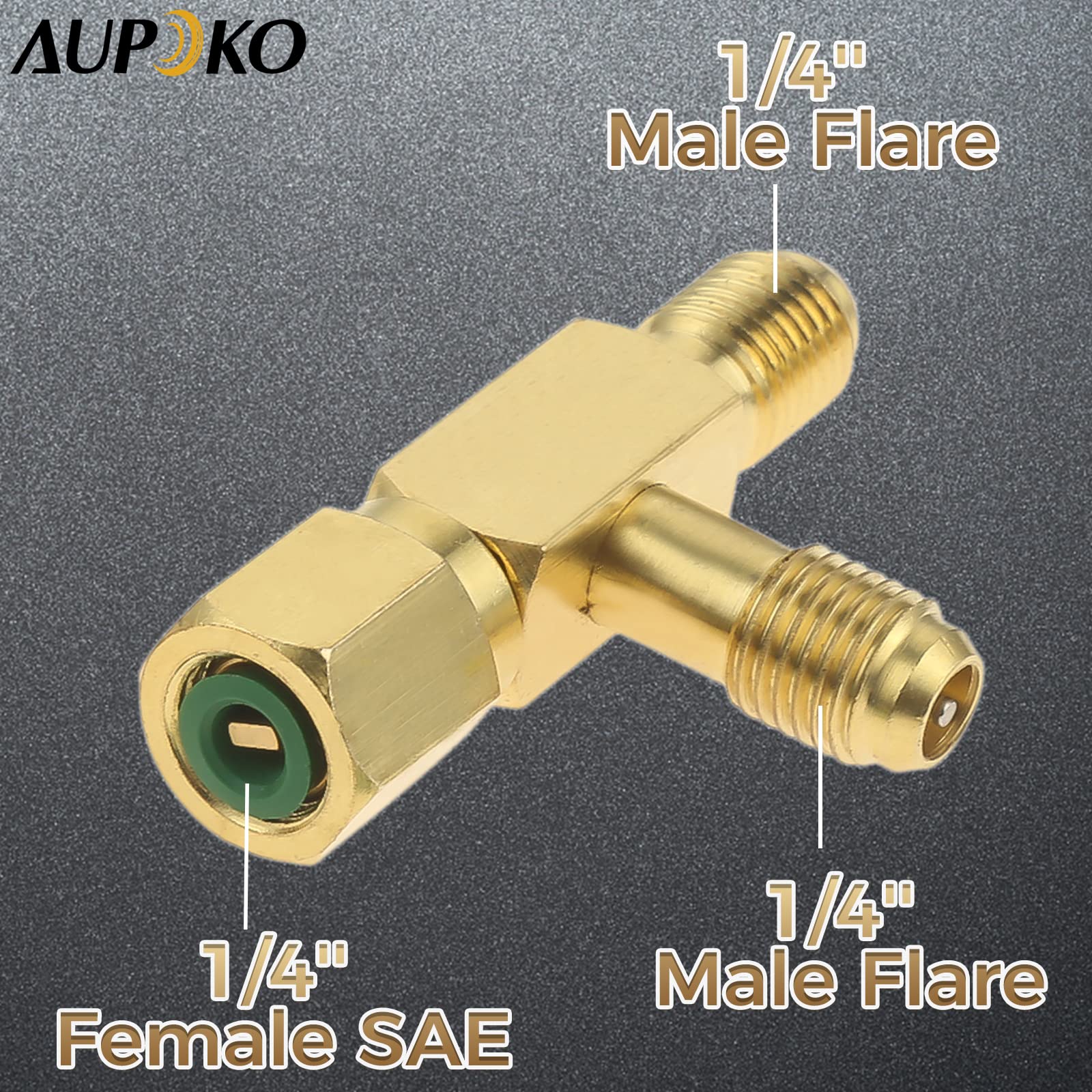 Aupoko Quick Coupler Access Tee, 1/4'' Valves Core Tee Adapter with Swivel Connector, Fits for Gauge Deep Vacuum Pump Manifold - Image 6