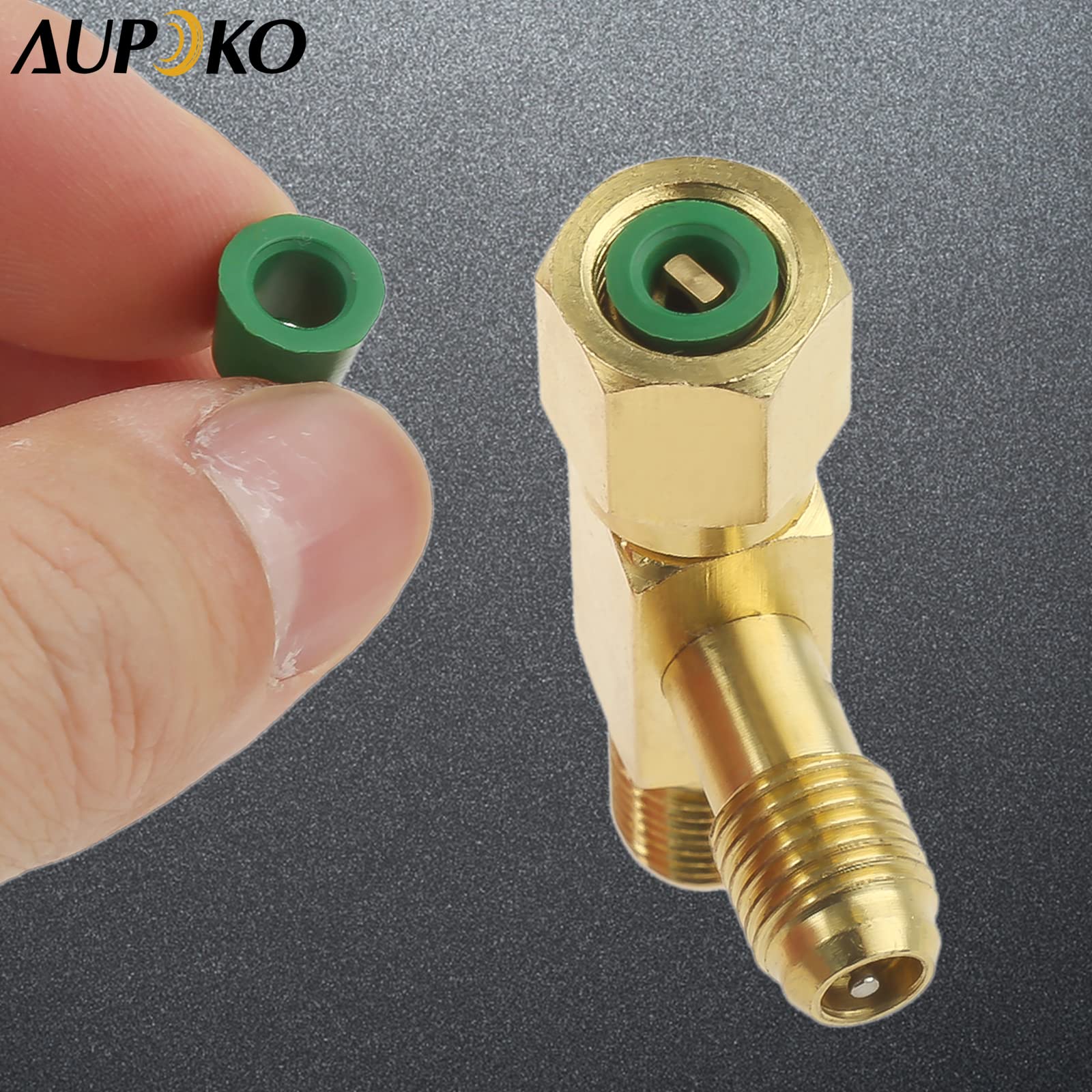 Aupoko Quick Coupler Access Tee, 1/4'' Valves Core Tee Adapter with Swivel Connector, Fits for Gauge Deep Vacuum Pump Manifold - Image 2