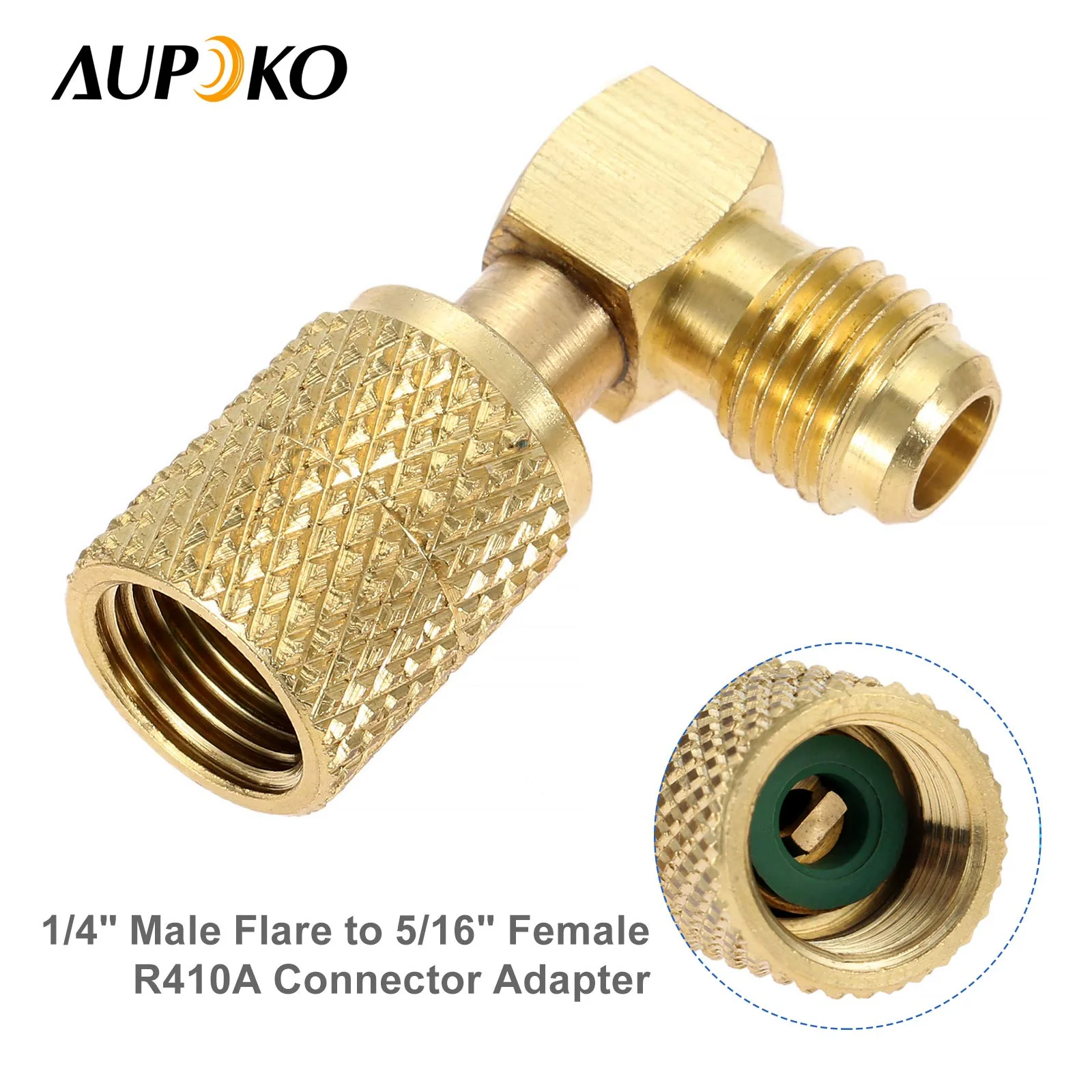 Aupoko R410A Charging Vacuum Port Adapter Kit, 2PC 45 Degree Angled and 90 Degree Charging Vacuum Adapters, 2PC R410A Straight Swivel Adapters, 5/16" Female to 1/4" Male Flare for Mini Split System - Image 4
