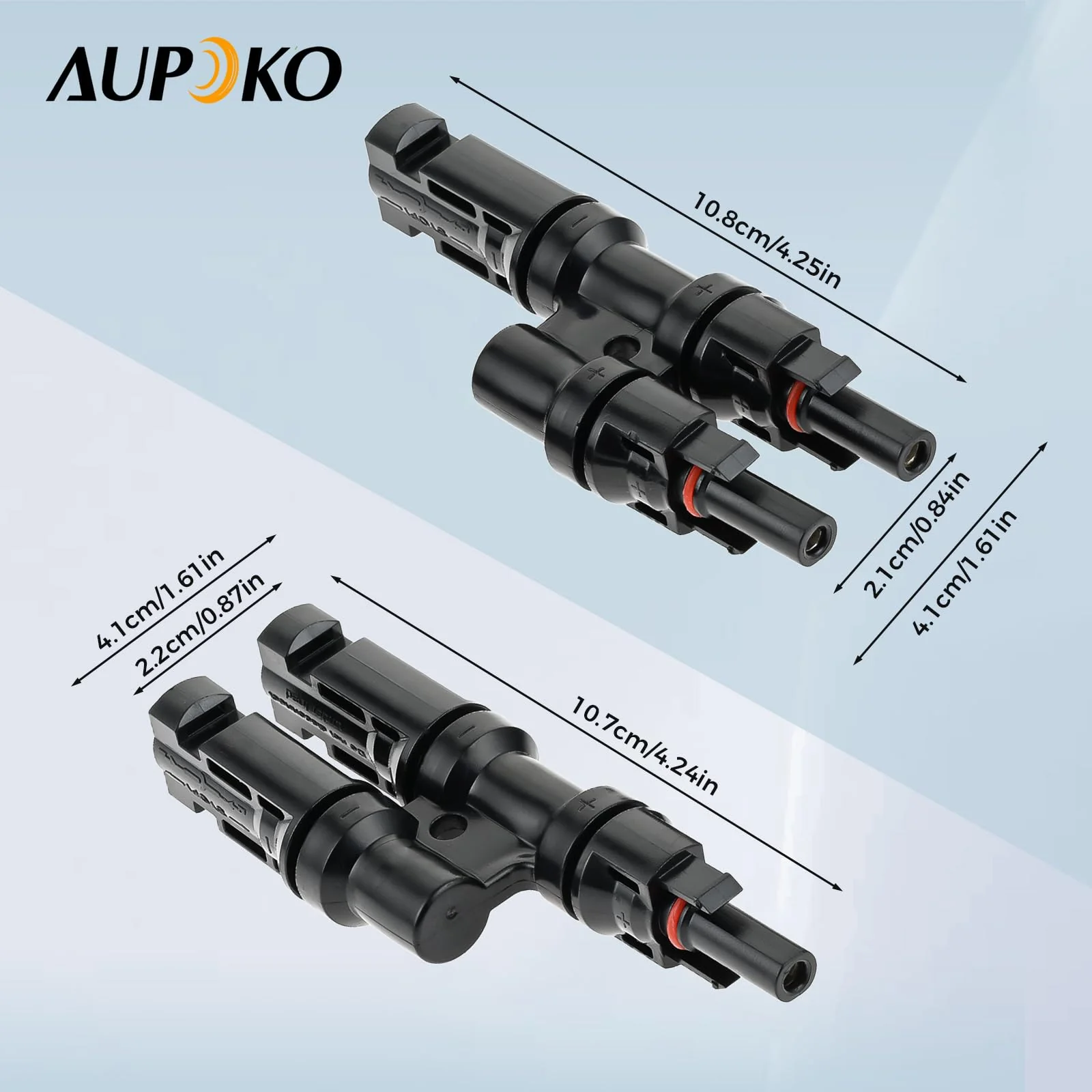 Aupoko T Branch Connectors, Solar IP67 Waterproof Adapter Cable 2 to 1 Compatible with Multi-Connector 4, Solar T Branch Connectors MMF+FFM for Solar Panel and Photovoltaic Systems - Image 5