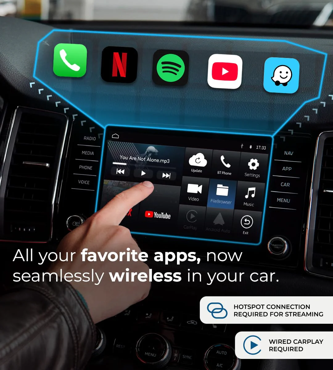 AutoSky Ai Box Lite Air - Streaming on the Go, Netflix and Youtube in your car. Convert Your Wired CarPlay into Wireless CarPlay or Android Auto. HotSpot Required for Streaming. Wired CarPlay Required - Image 5