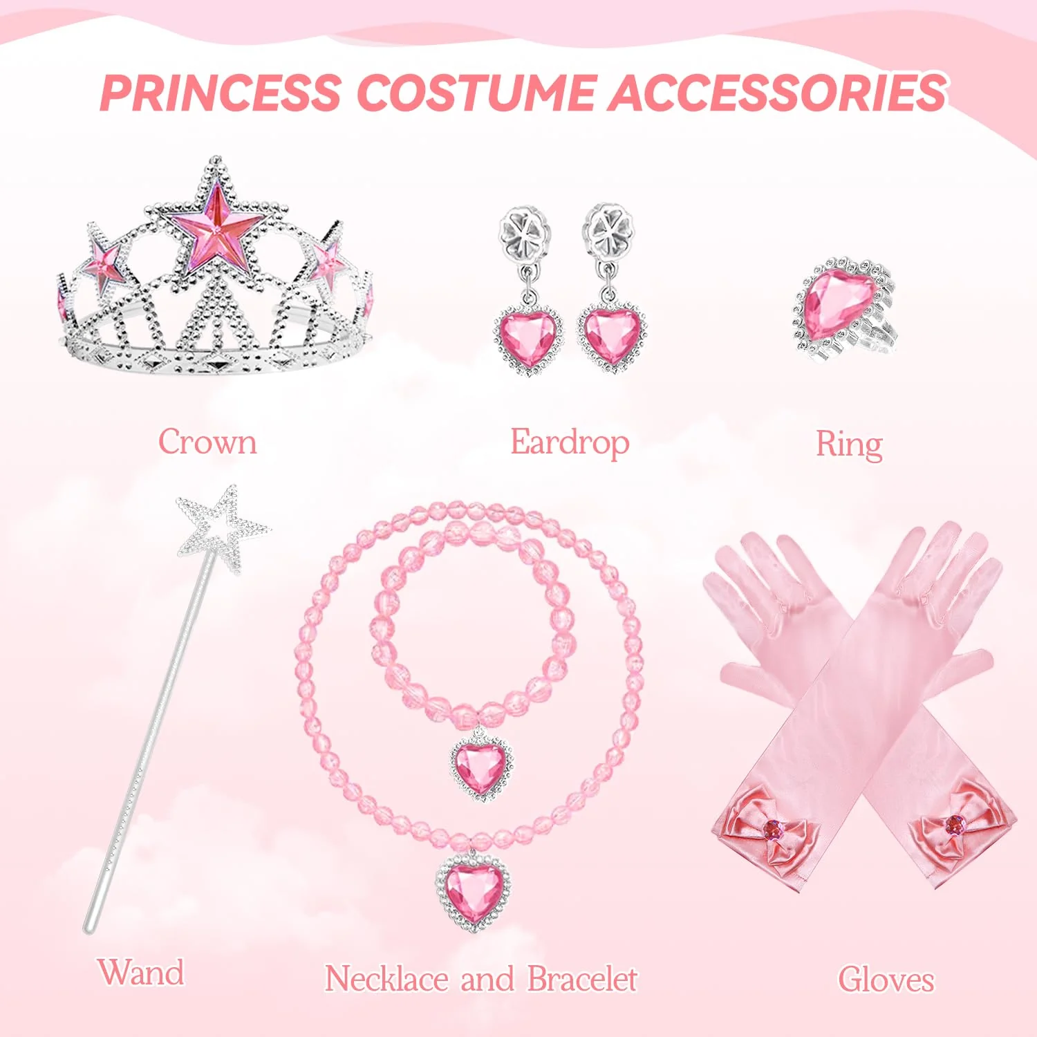 Axwcon Wicked Glinda Dress Costume for Girls, Pink Tulle and Sequin Witch Dress for Kids Christmas、Halloween Cosplay Costumes - Image 6