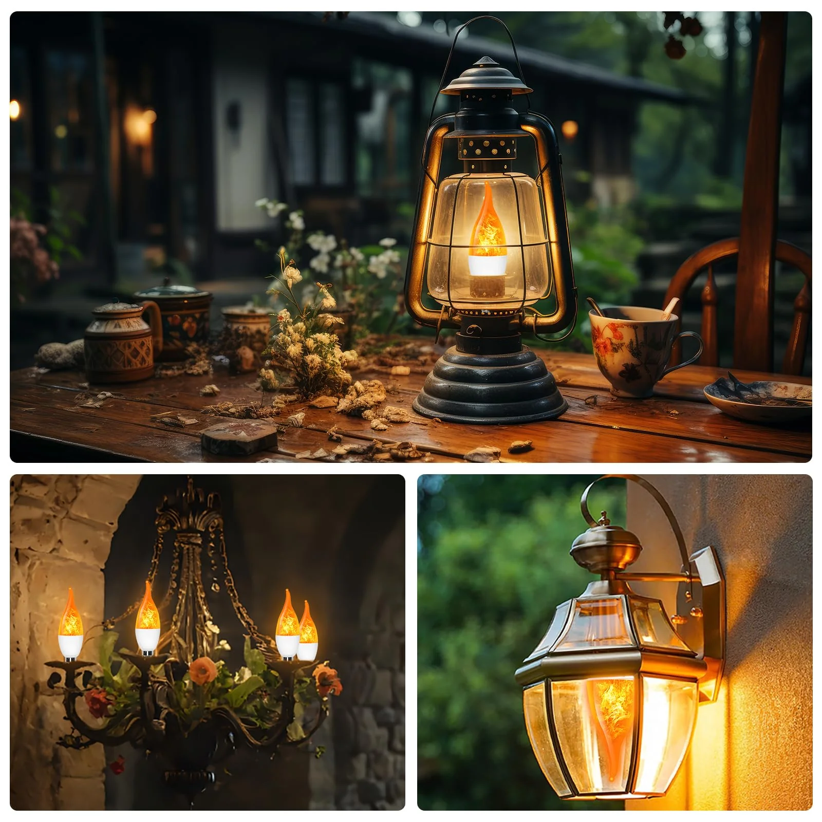 AYOGU 6-Pack LED Flame Light Bulb, 3 Mode E12 Edison Bulb, 1.2W Warm White, for Chandelier, Halloween Decorations, Christmas, Outdoor, Indoor - Image 3