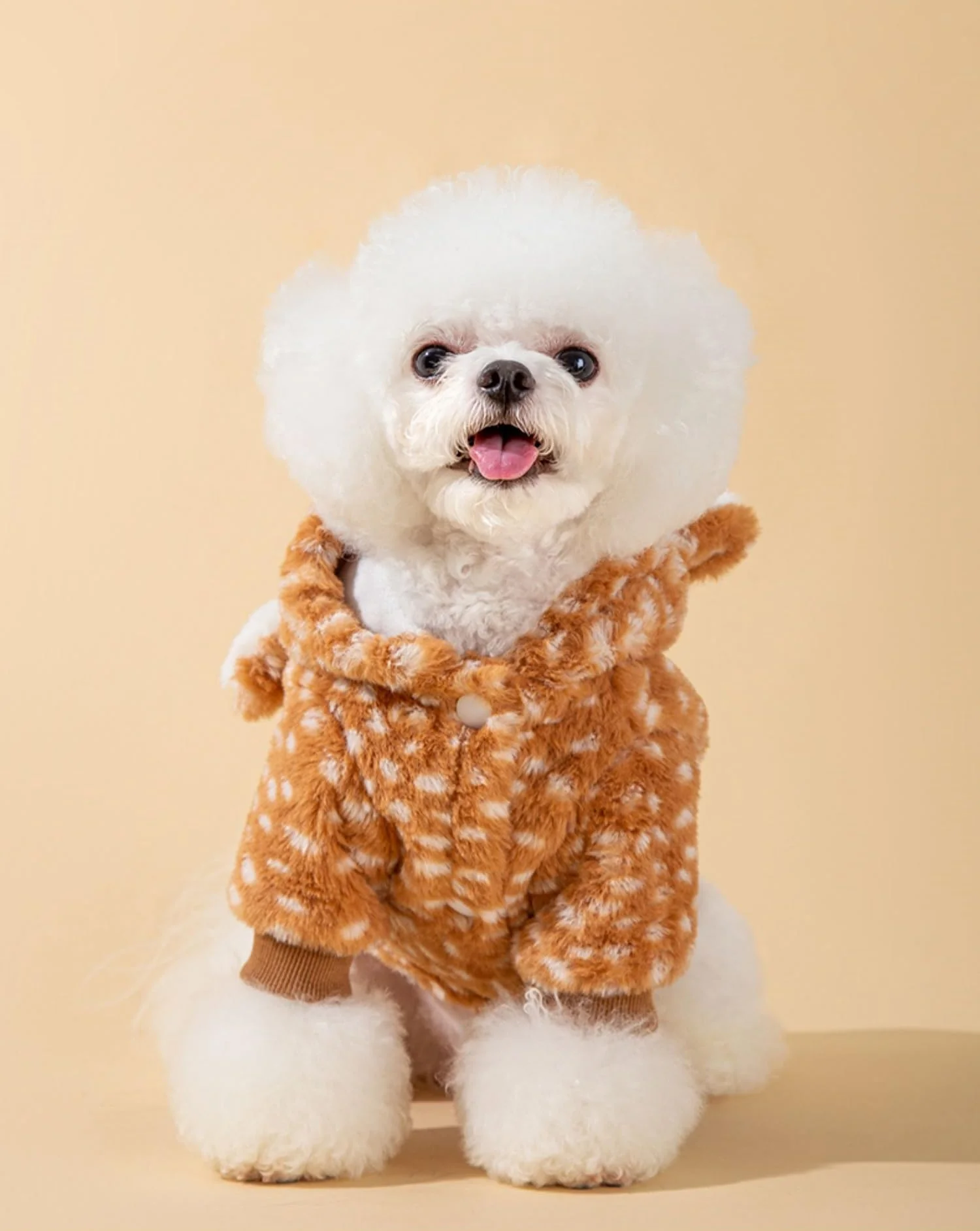 AZA Reindeer Dog Costume Fluffy Christmas Clothes Moose Coat Winter Pet Hoodies Puppy Girl Cute Coat Outfits for Small Dogs Costumes (L（Suitable：9lb-12lb）,Moose Brown) - Image 4