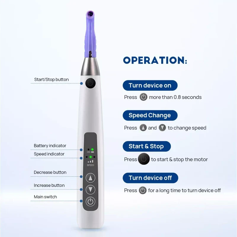 AZDENT Dental Cordless Hygiene Prophy Polishing Handpiece With 2Pcs Prophy Angles - Image 6
