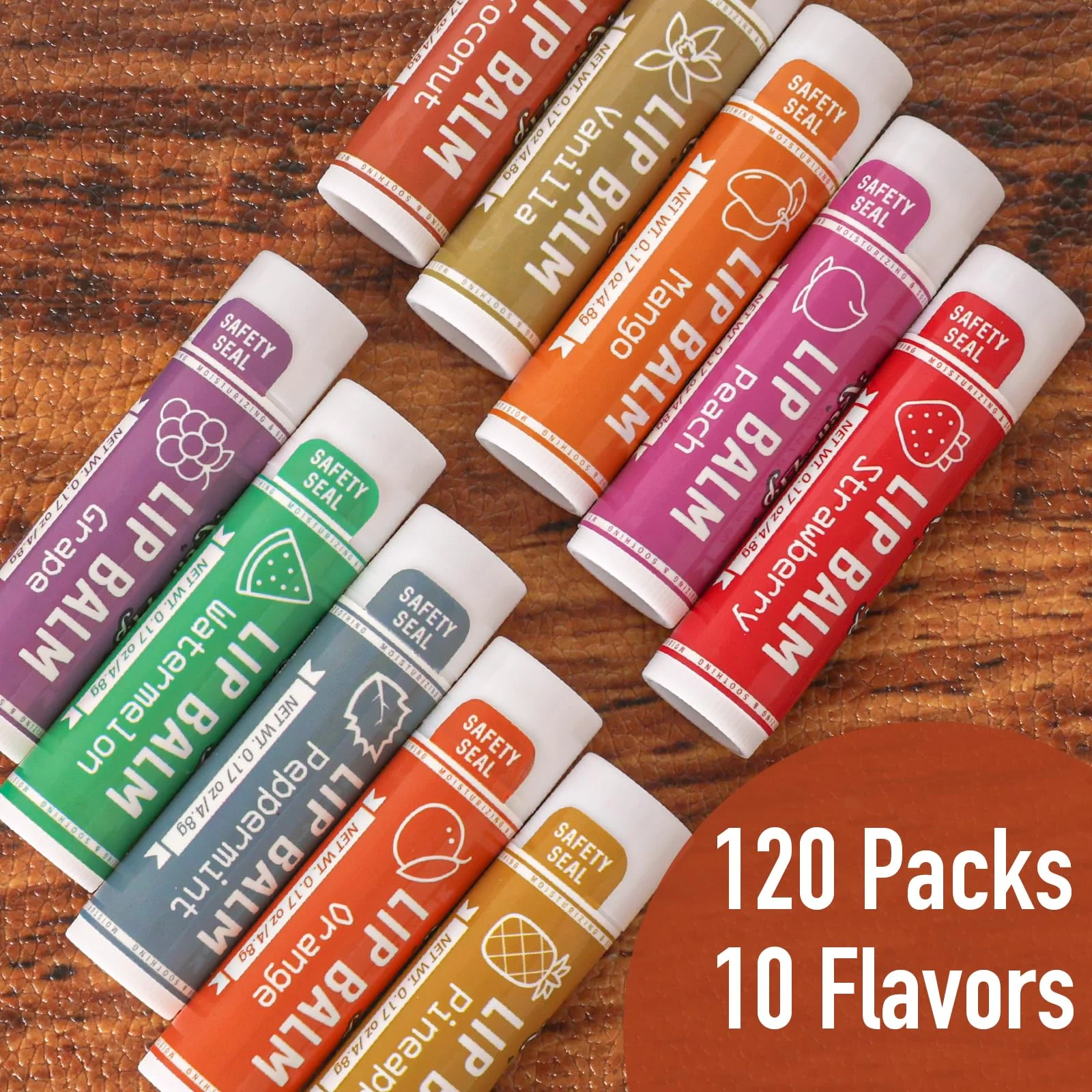 AZEN 120 Pack Lip Balm, Natural Lip Balm Bulk, Lip Care Product, Christmas Stocking Stuffers, Christmas Gifts for Women Girls - 10 Flavors - Image 7