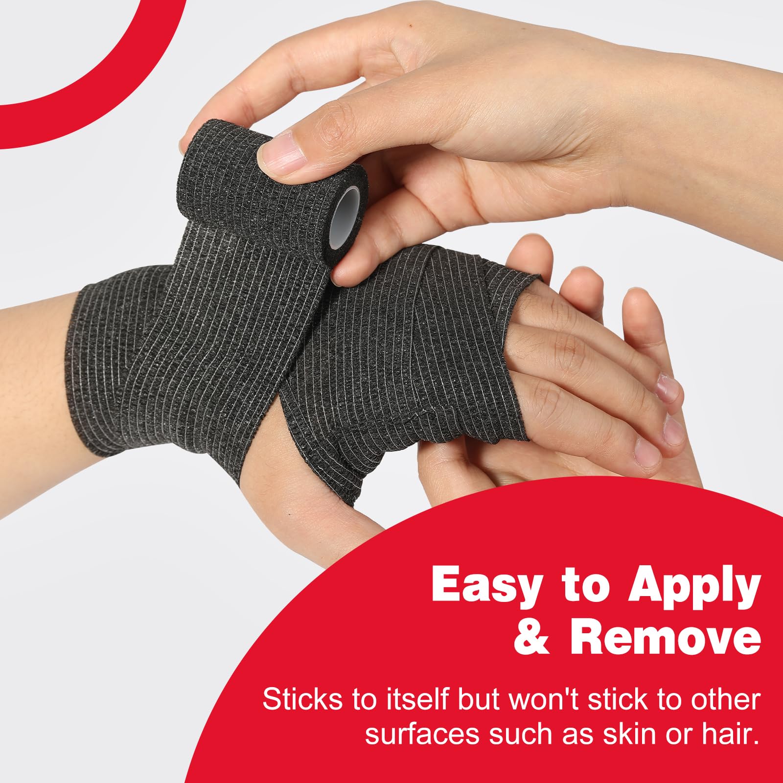 AZEN 40 Pack Self Adhesive Bandage Wrap Black, 2" X 5 Yards Black Athletic Tape, Vet Wrap, Tattoo Grip Tape Wrap,Ankle Tape, Cohesive Bandage Wrap - Image 5