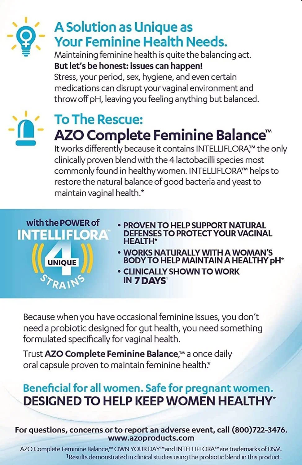 AZO Complete Feminine Balance Daily Probiotics for Women, Clinically Proven to Help Protect Vaginal Health, balance pH and yeast, Non-GMO, 30 Count - Image 3