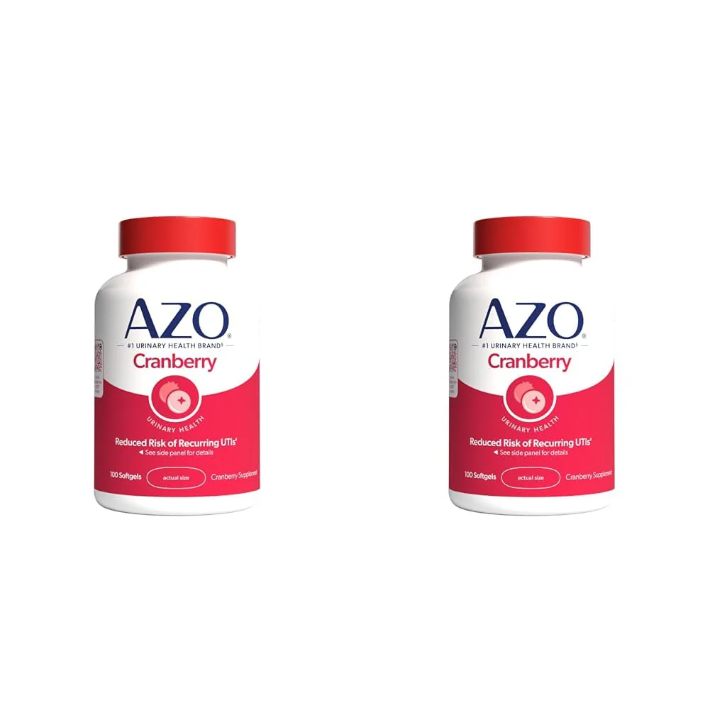 AZO Cranberry Urinary Tract Health Supplement, 1 Serving : 1 Glass of Cranberry Juice, Sugar Free Cranberry Pills, Non-GMO, 3 Month Supply, 100 Softgels (Pack of 2)