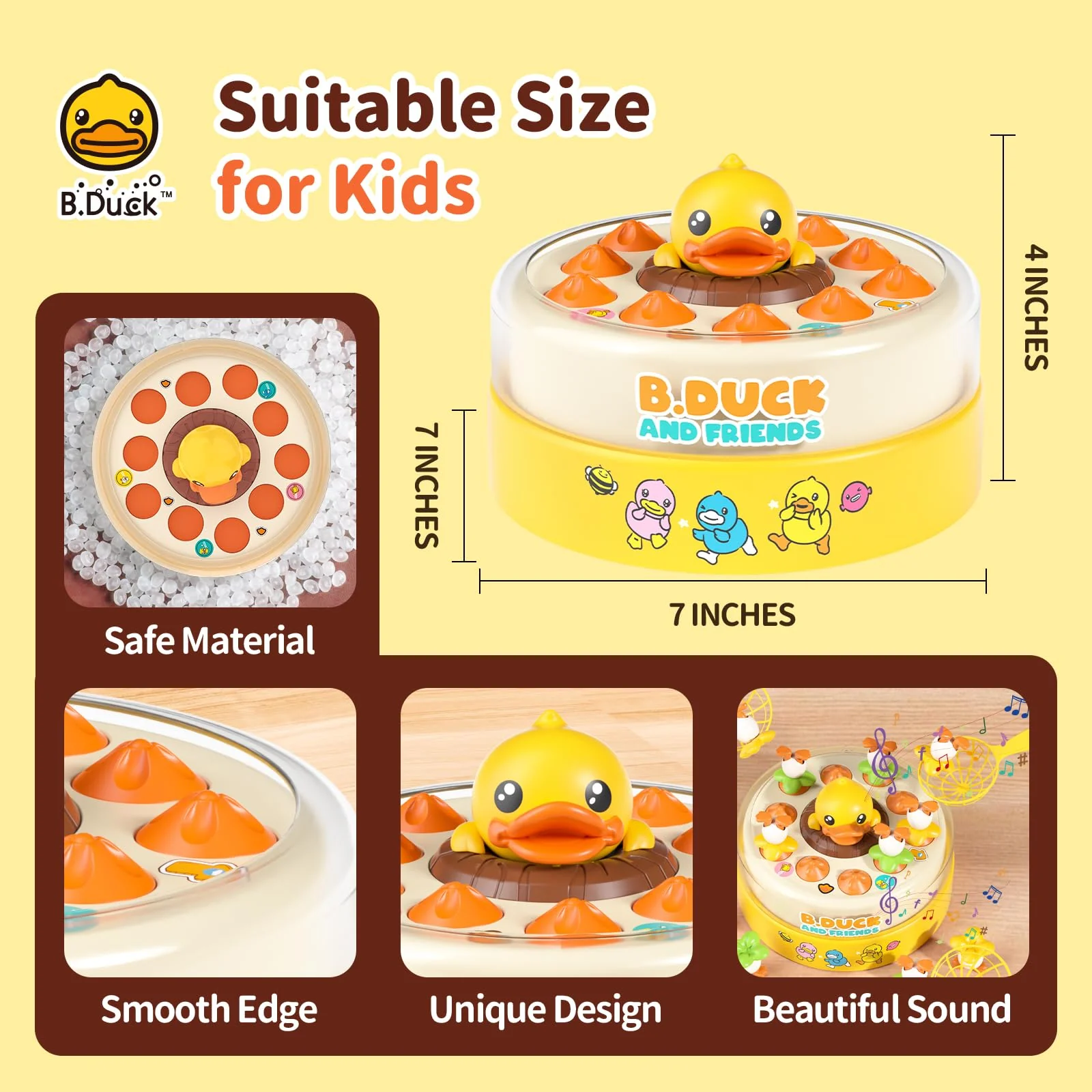 B.Duck Games for Kids Age 4-6, Board Games Bounce and Catch Duck Toys for Kids 4-8, Family Board Games for 5-7 Boys Girls, Birthday Gifts Christmas Party Games for Toddlers 3-5 - Image 3