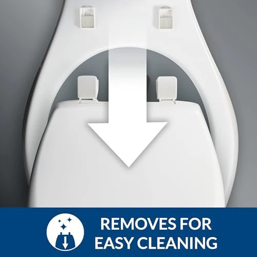 CHURCH Toilet Seat, Easy Clean Hinges Release for Deep Cleans, Durable Enameled Wood Seat, Elongated, White - Image 6