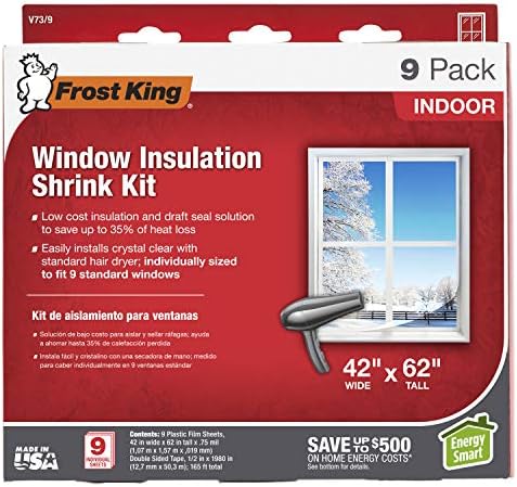 Frost King V73/9H Indoor Shrink Window Kit 42 62-Inch, Clear, 9-Pack