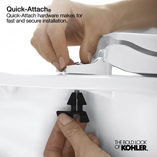 KOHLER K-4636-0 Cachet Elongated, Grip-Tight Bumpers, Quiet-Close Release Hinges, Quick-Attach Hardware, No Slam Toilet Seat, White - Image 7