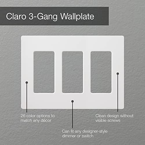 Lutron Claro 3 Gang Decorator/Rocker Wallplate, Satin, Snow (1-Pack) | SC-3-SW - Image 3