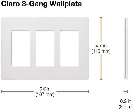 Lutron Claro 3 Gang Decorator/Rocker Wallplate, Satin, Snow (1-Pack) | SC-3-SW - Image 4