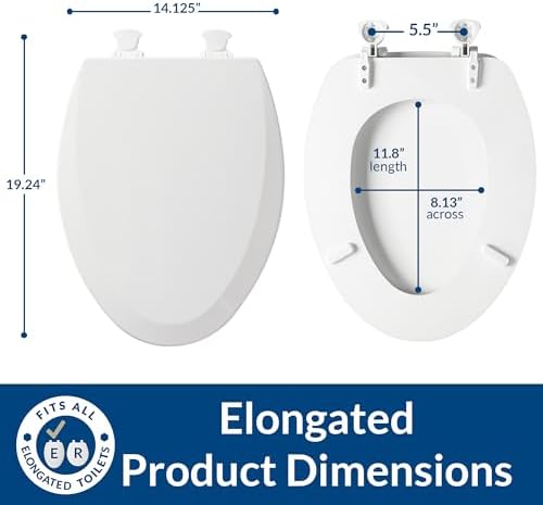Bemis 1500EC 006 Toilet Seat with Easy Clean & Change Hinges, Elongated, Durable Enameled Wood, Bone, 1 Pack - Image 4