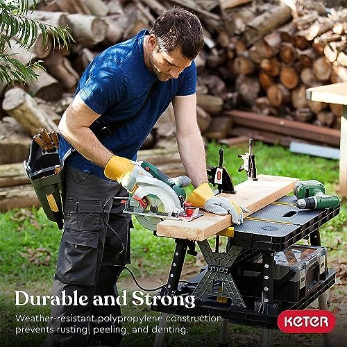 Keter Folding Work Table, Portable Workbench w/ 12" Clamps for Garage/Wood Shop - Heavy-Duty and All-Weather for DIY Home Improvements and Worksites - Image 5
