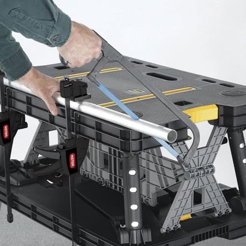 Keter Folding Work Table, Portable Workbench w/ 12" Clamps for Garage/Wood Shop - Heavy-Duty and All-Weather for DIY Home Improvements and Worksites - Image 7