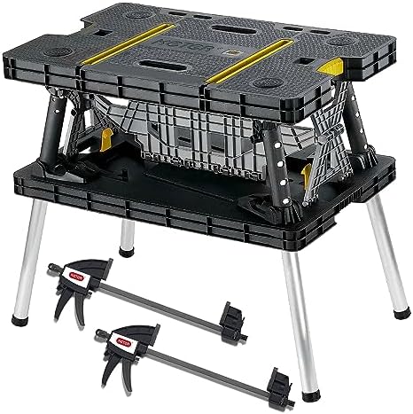 Keter Folding Work Table, Portable Workbench w/ 12" Clamps for Garage/Wood Shop - Heavy-Duty and All-Weather for DIY Home Improvements and Worksites - Image 9