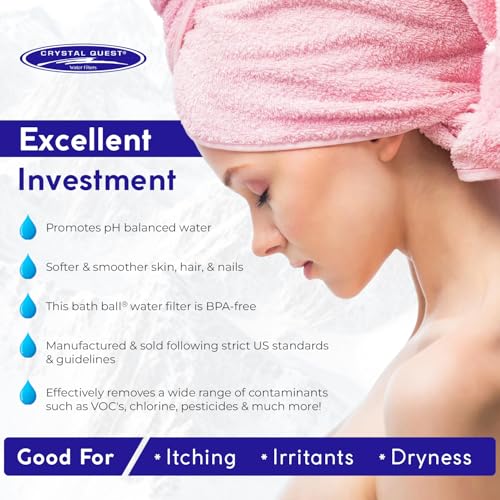 Crystal Quest Bath Ball Water Filter for Bathtub - 3-Stage Filtration, Removes Chlorine, Chloramine & Byproducts, 2,500 Gallons, BPA Free, pH Balanced Water, Fits All Tubs, Easy Install, Built in USA - Image 7