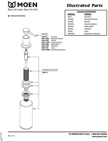 Moen 3942 Deck Mounted Kitchen Dispenser with Above The Sink Refillable Bottle, Soap Pump, Chrome - Image 2