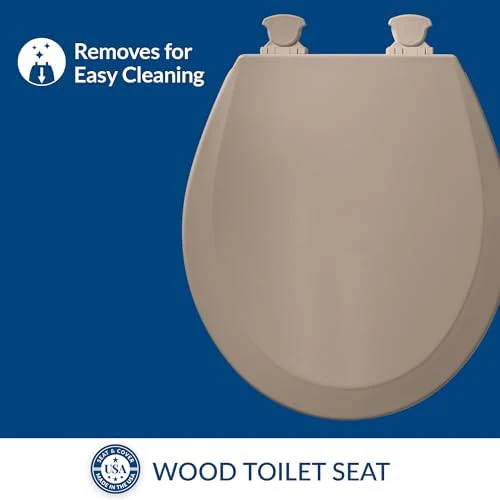 Bemis 500EC 068 Molded Wood Round Toilet Seat with Easy Clean and Change Hinge, 1 Pack, Fawn Beige - Image 2