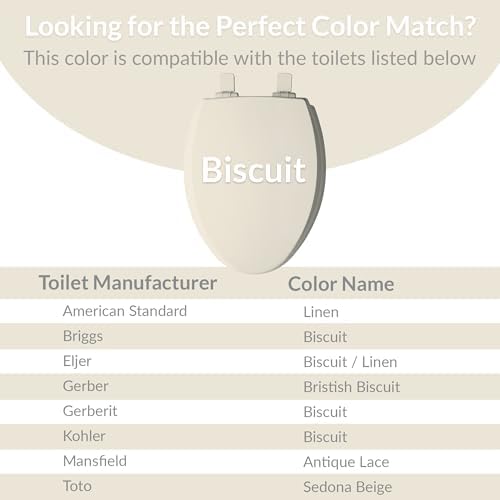 Bemis 500EC Durable Wood Toilet Seat with Easy Clean Hinges, Made in USA, Round, Biscuit - Image 3