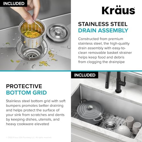 KRAUS Standart Pro 30 -inch Undermount Single Bowl 16 Gauge Stainless Steel Kitchen Sink, KHU100-30 - Image 7