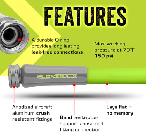 Flexzilla Garden Hose 5/8 in. x 50 ft., Lightweight All-Weather Water Hose, Durable and Flexible, Leak-Free Connections - Image 4