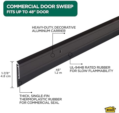 M-D Building Products 69609 All-Season Door Sweep, Heavy Duty Aluminum, Ideal for Residential & Commercial Use, Easy Installation with Heavy Rubber Seal, Ensure Comfort and Security (48 Inch, Bronze) - Image 7