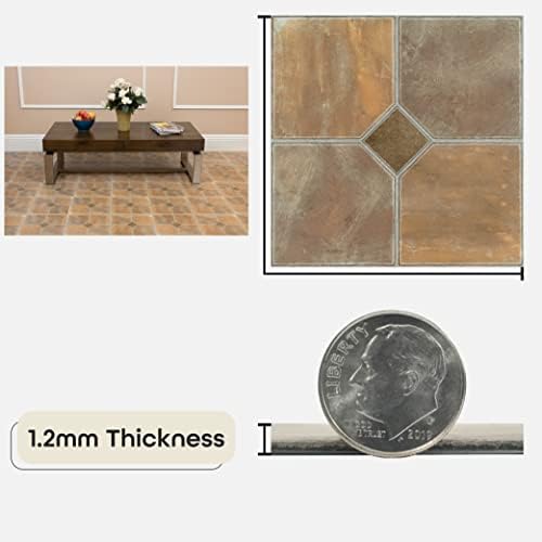Nexus Self Adhesive 12-Inch Vinyl Floor Tiles, 20 Tiles - 12" x 12", Rustic Slate Pattern - Peel & Stick, DIY Flooring for Kitchen, Dining Room, Bedrooms & Bathrooms by Achim Home Décor - Image 3