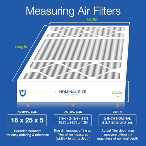 Nordic Pure 16x25x5 (15_3/4 x 24_3/4 x 4_3/8) Honeywell/Lennox Replacement MERV 12 Air Filters 2 Pack - Image 2