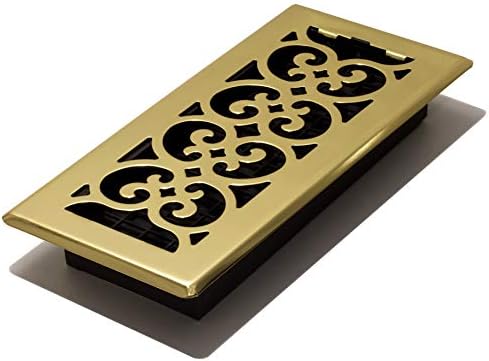Decor Grates SPH410 Floor Register, 4x10, Polished Brass Finish