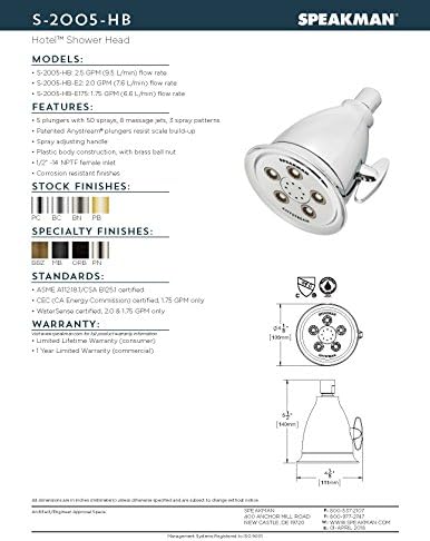 Speakman, Brushed Nickel S-2005-HB-BN Hotel Anystream High Pressure Shower Head-2.5 GPM Adjustable Replacement Bathroom Showerhead - Image 8