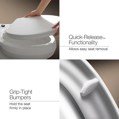 Kohler K-4774-0 Brevia Elongated White Toilet Seat with Quick-Release Hinges And Quick-Attach Hardware For Easy Clean - Image 5