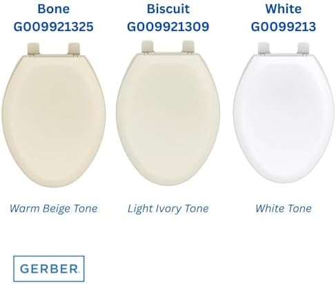 Gerber Elongated Toilet Seat with Cover, Soft Close, No Slam, Quick & Easy Install, Heavy-Duty Plastic, Adjustable Fit for Standard Elongated Toilets, Durable & Fade-Resistant, White G0099213 - Image 3