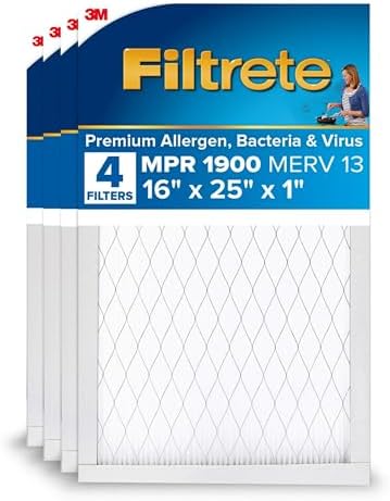 Filtrete 16x25x1 AC Furnace Air Filter, MPR 1900, Healthy Living Ultimate Allergen, 4-Pack (exact dimensions 15.69 x 24.69 x 0.78)