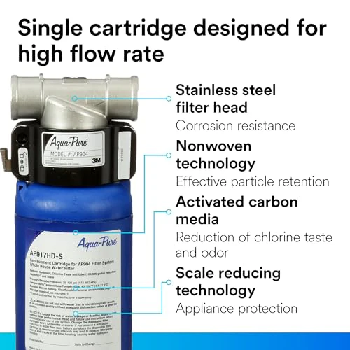 Aqua-Pure 3M Aqua-Pure Whole House Sanitary Quick Change Replacement Water Filter AP917HD-S, For Aqua-Pure System AP904, Reduces Sediment, Chlorine Taste and Odor, and Scale - Image 4