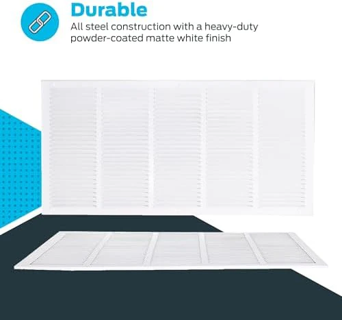 EZ-FLO 30 x 14 Inch (Duct Opening) Return Air Vent Cover for Wall or Ceiling, Solid Steel Return Air Grille, HVAC Vent Cover, White, 61650 - Image 5