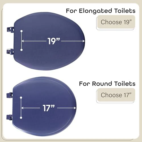 Soft Standard Vinyl Toilet Seat, Navy - 17 Inch Soft Vinyl Cover with Comfort Foam Cushioning - Fits All Standard Size Fixtures - Easy to Install Fantasia by Achim Home Decor - Image 3