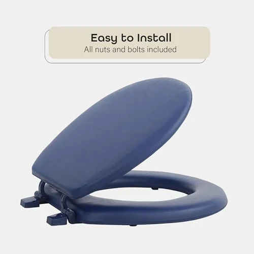 Soft Standard Vinyl Toilet Seat, Navy - 17 Inch Soft Vinyl Cover with Comfort Foam Cushioning - Fits All Standard Size Fixtures - Easy to Install Fantasia by Achim Home Decor - Image 5