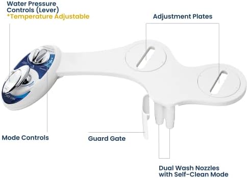 LUXE Bidet NEO 320 - Hot and Cold Water, Self-Cleaning, Dual Nozzle, Non-Electric Bidet Attachment for Toilet Seat, Adjustable Water Pressure, Rear and Feminine Wash, Lever Control (Blue) - Image 7