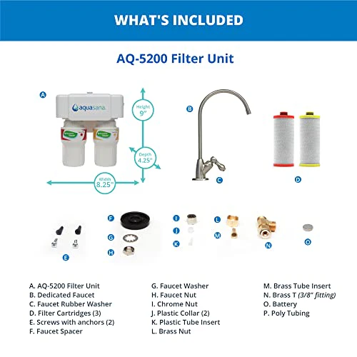 Aquasana Under Sink Water Filter System - Reduces PFAS, Lead, & Chlorine in Drinking Water - Under Counter Claryum Filtration for Kitchen - 2-Stage - Chrome Faucet - AQ-5200.56 - Image 8