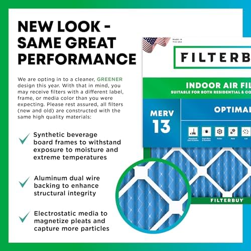 Filterbuy 16x25x4 Air Filter MERV 13 Optimal Defense (2-Pack), Pleated HVAC AC Furnace Air Filters Replacement (Actual Size: 15.50 x 24.50 x 3.63 Inches) - Image 3